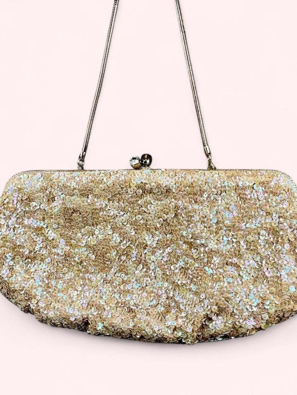 Vintage gold iridescent sequin bag